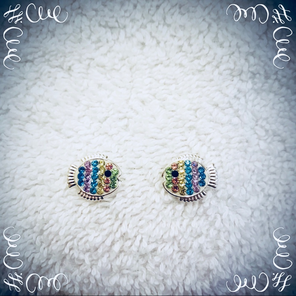 Sterling silver colorful fish earrings